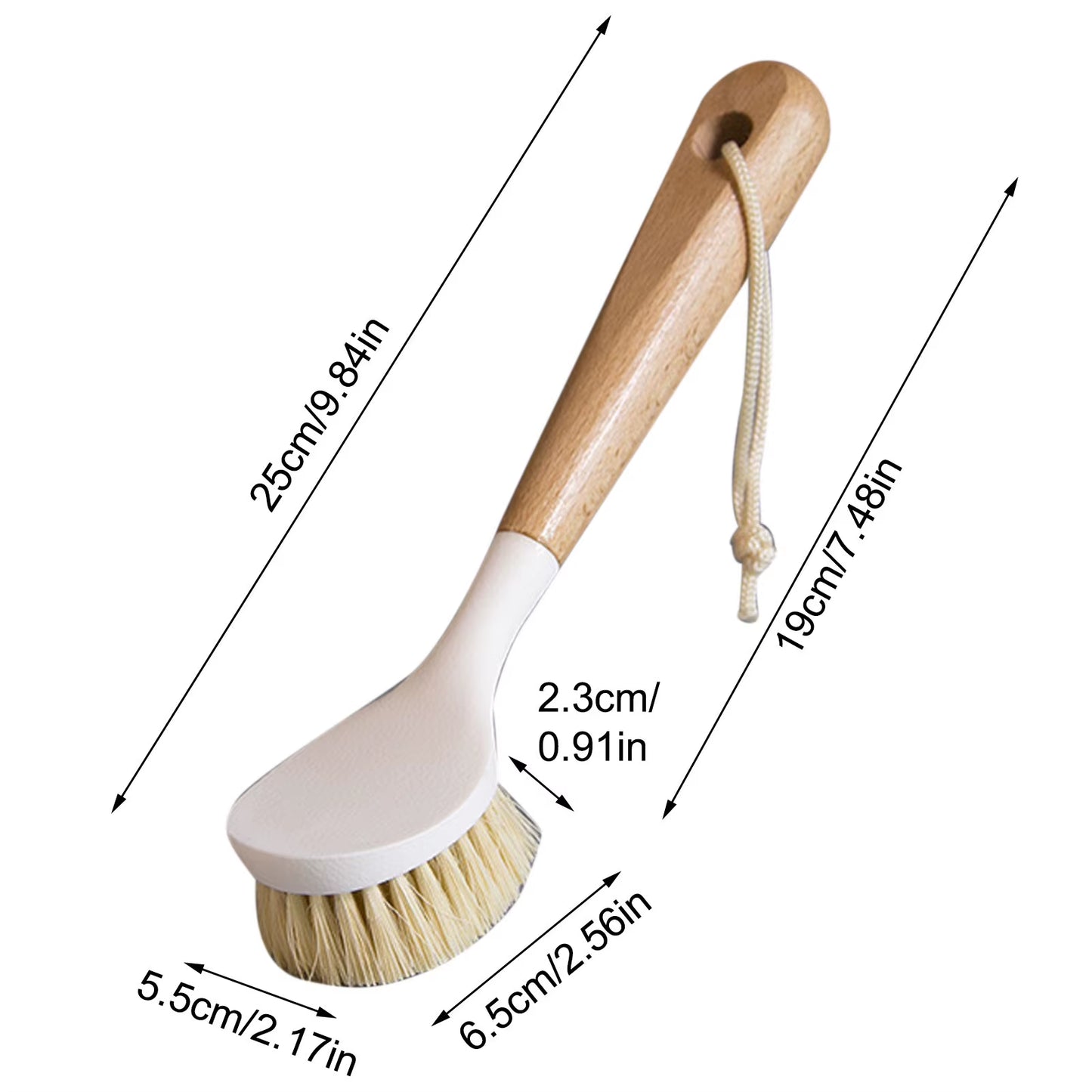 Bamboo Dish Scrub Brushes Kitchen Wooden Cleaning Scrubbers for Washing Cast Iron Pan/Pot Natural Sisal Bristles