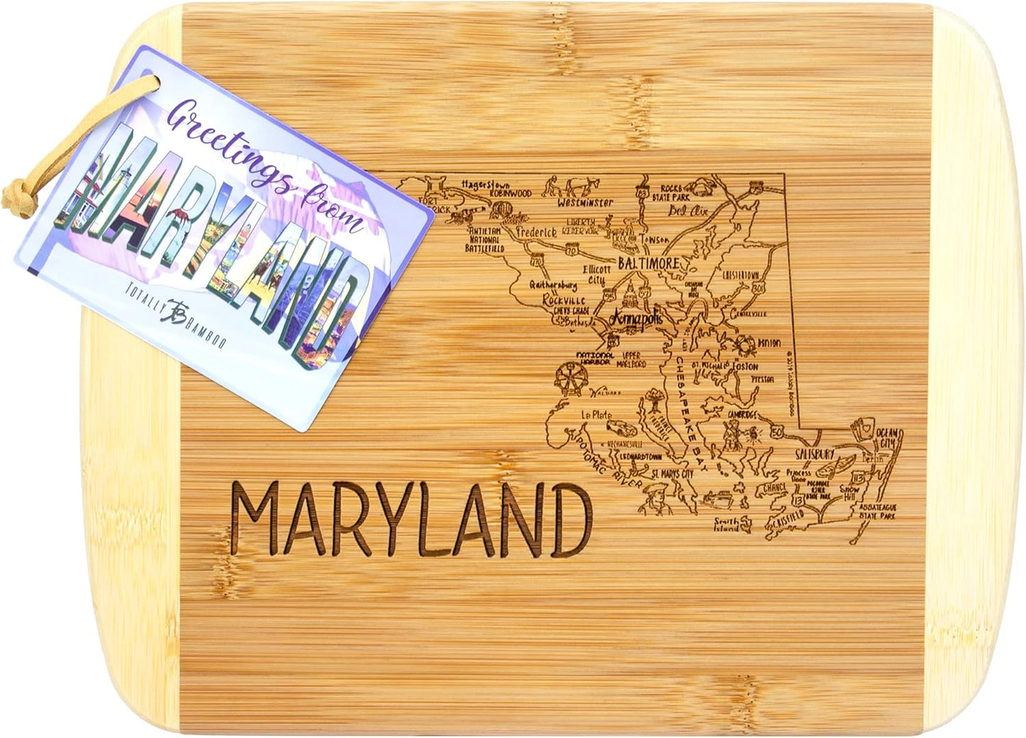 a Slice of Life Maryland State Serving and Cutting Board, 11" X 8.75"