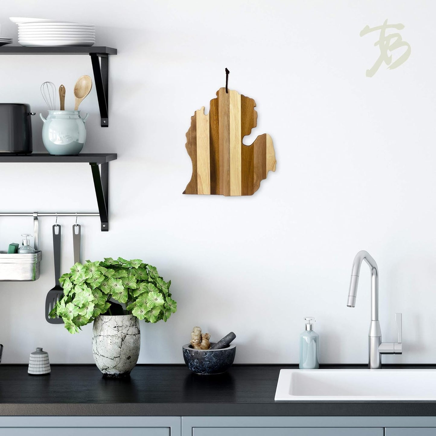 Rock & Branch Series Shiplap Michigan State Shaped Wood Serving and Cutting Board | Great for Wall Art