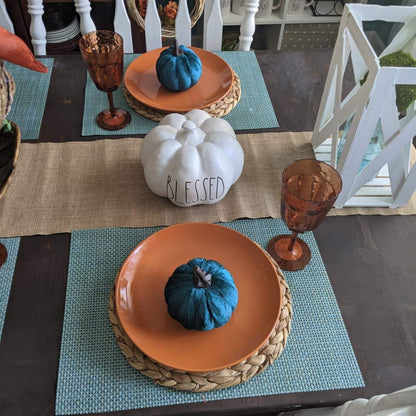 4 Pack round Woven Placemats, 11.8 Inches Plate Chargers Natural Wicker Placemats Water Hyacinth Straw Braided Tablemats Rattan Tablemats Rustic Weave Placemats for Dining Table