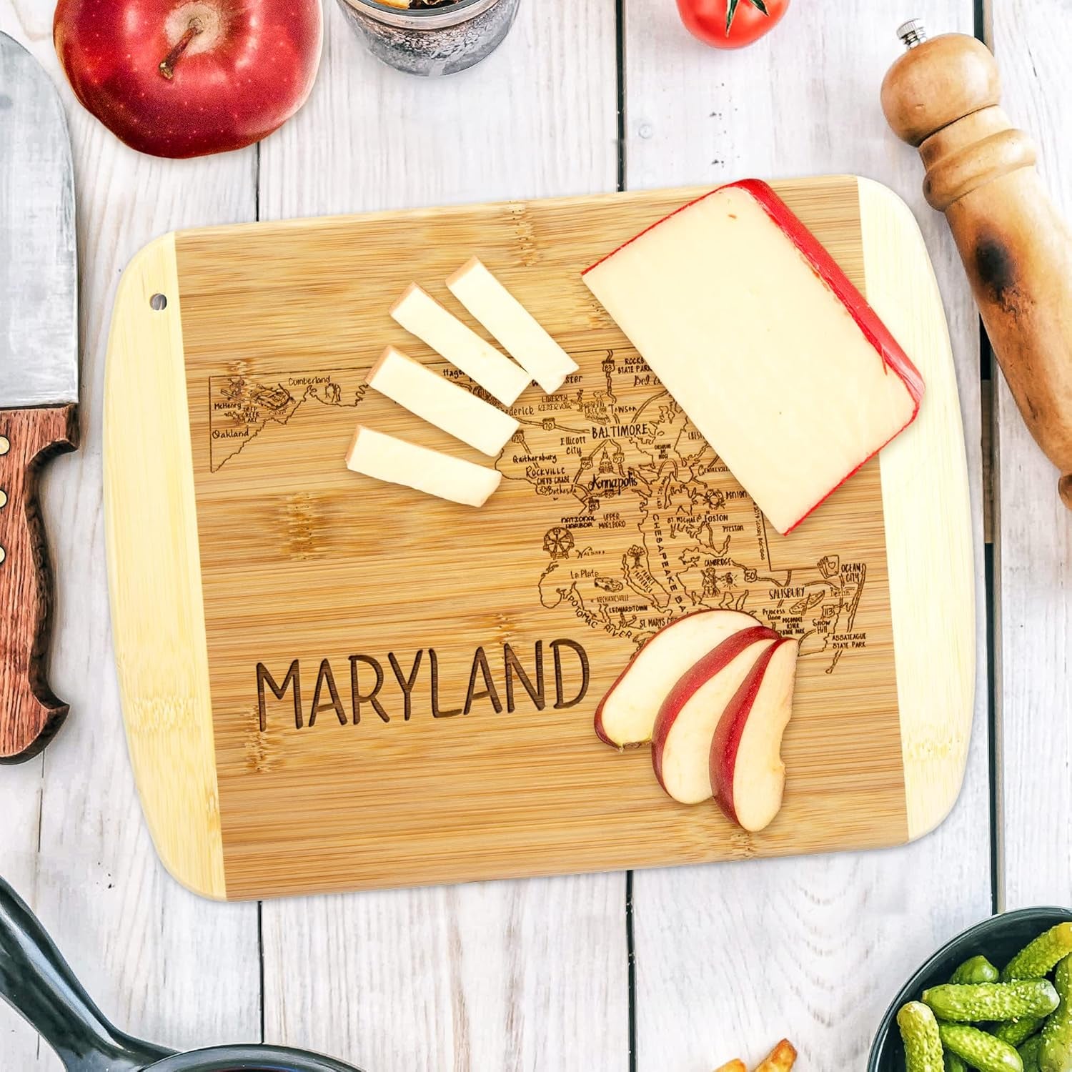 a Slice of Life Maryland State Serving and Cutting Board, 11" X 8.75"