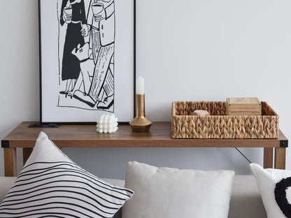 Large Water Hyacinth Tray for Bathroom, Wicker Storage Basket for Shelves, Handwoven Natural Hyacinth Baskets for Organizing, 2-Pack