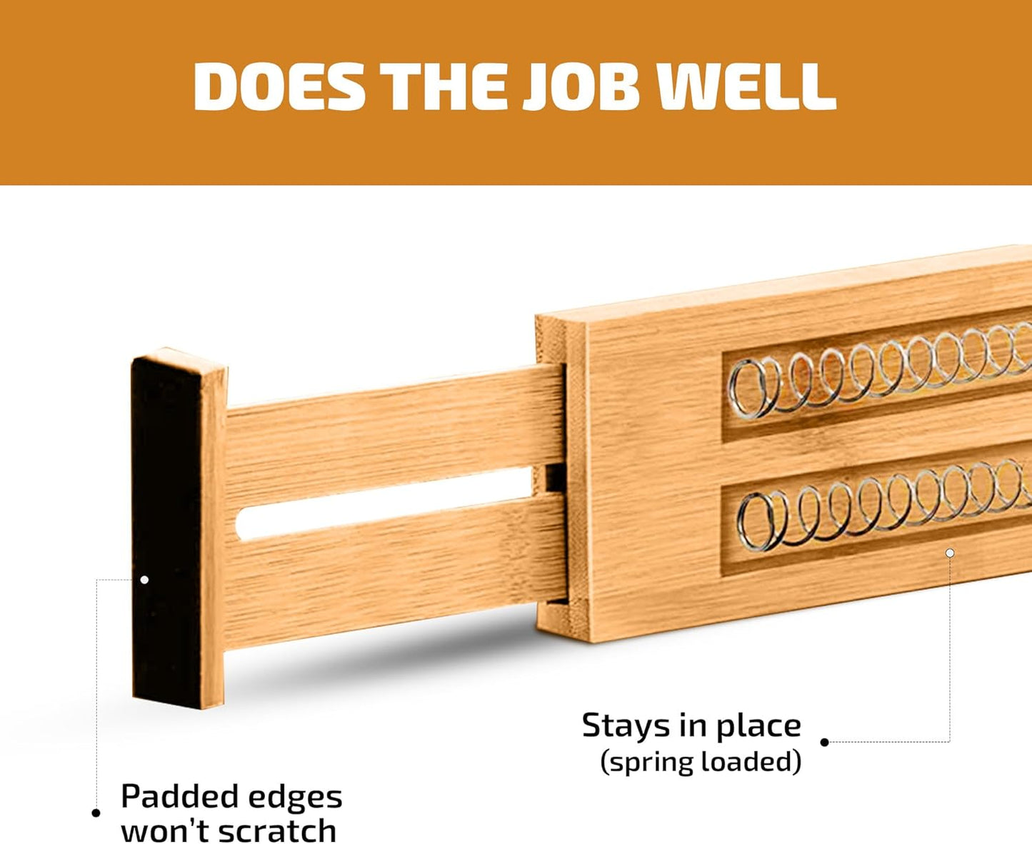 4 Pack Drawer Divider - 2.6" High, 16" to 22" Adjustable Bamboo Drawer Organizers for Clothes, Expandable Dresser Separators in Bedroom/Bathroom/Kitchen/Office Organization and Storage (Natural)