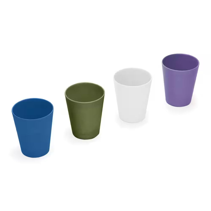 Bamboo Cups Assorted Colors, Blue, Green, Purple, White (Set of 4)