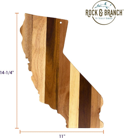 Rock & Branch Series Shiplap California State Shaped Wood Serving and Cutting Board | Great for Wall Art | 14.25" X 11"