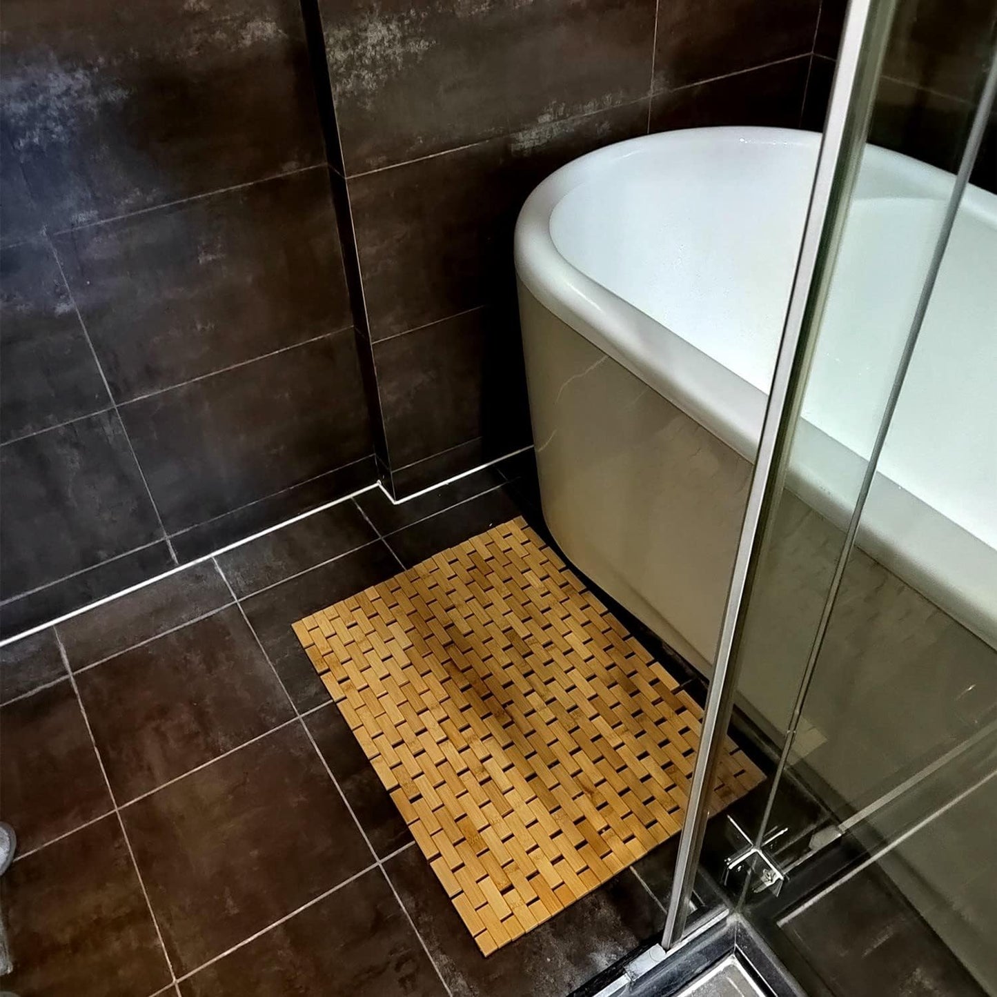 Bath Mat Rayon Derived from Bamboo 15.7X 23.6 Inches, Non Slip and Foldable Floor Shower Bath Mat for Bathroom, Bathtub, Shower, Sauna, Hot Tub