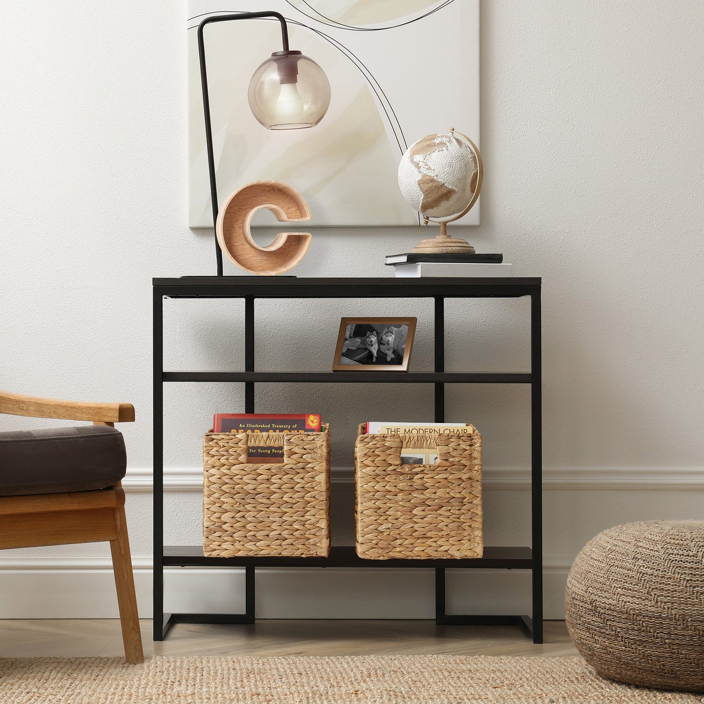 Set of 4 Hyacinth Storage Cubes, 10.5" Wicker Basket Bins for Shelves, Natural