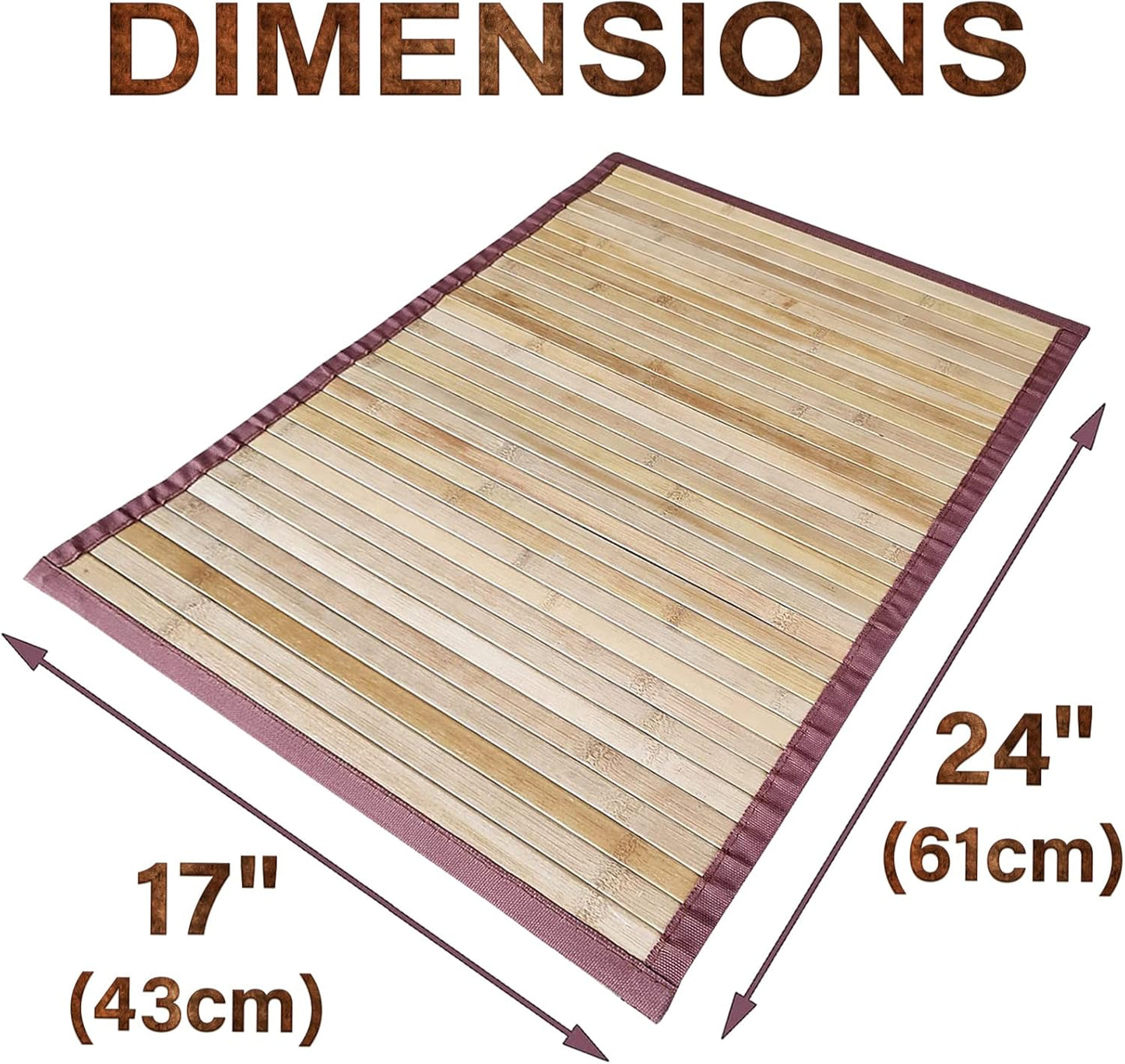 Bamboo Bathroom Accessories Area Rug & Mat Light Brown, 17" X 24" Runner