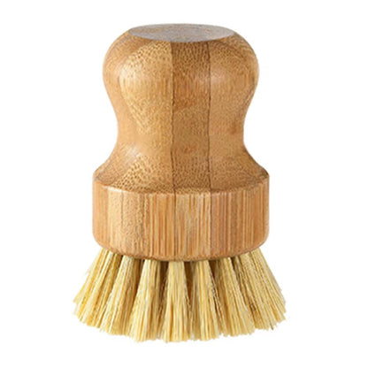 Bamboo Dish Scrub Brushes Kitchen Wooden Cleaning Scrubbers for Washing Cast Iron Pan/Pot Natural Sisal Bristles
