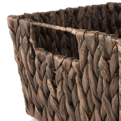 Set of 4 Storage Baskets with Handles, Wicker Seagrass Hyacinth Bins for Shelves
