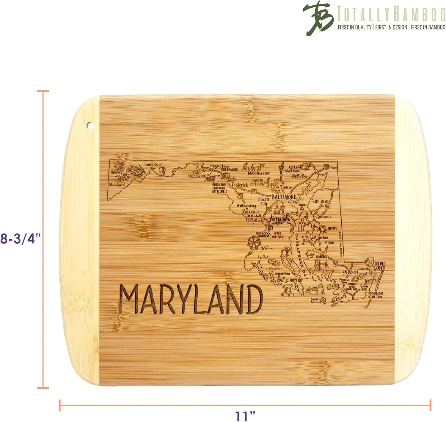 a Slice of Life Maryland State Serving and Cutting Board, 11" X 8.75"
