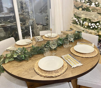 4 Pack round Woven Placemats, 11.8 Inches Plate Chargers Natural Wicker Placemats Water Hyacinth Straw Braided Tablemats Rattan Tablemats Rustic Weave Placemats for Dining Table