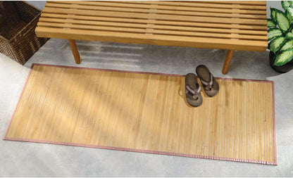 Idesign Bamboo Non-Skid Water-Resistant Floor Mat, the Formbu Collection – 24" X 72”, Natural Tan
