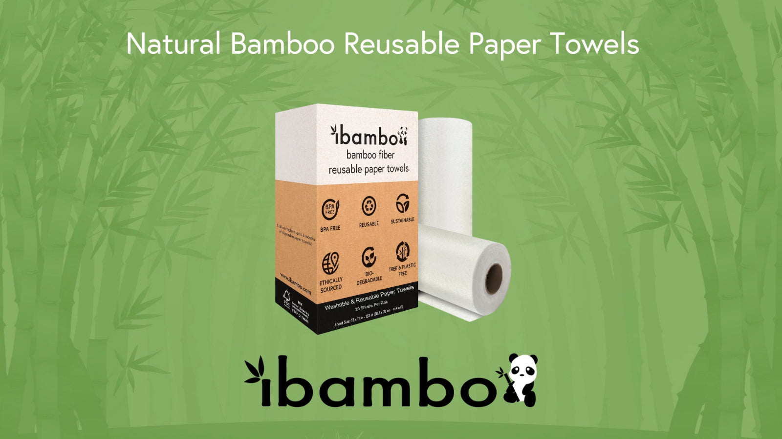 Ibambo Reusable Bamboo Paper Towels - 1 Roll, Ecofriendly, Washable, Sustainable