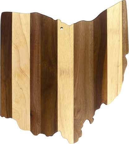 Rock & Branch Series Shiplap Ohio State Shaped Wood Serving and Cutting Board | Great for Wall Art 13" X 11-1/2" X 5/8"