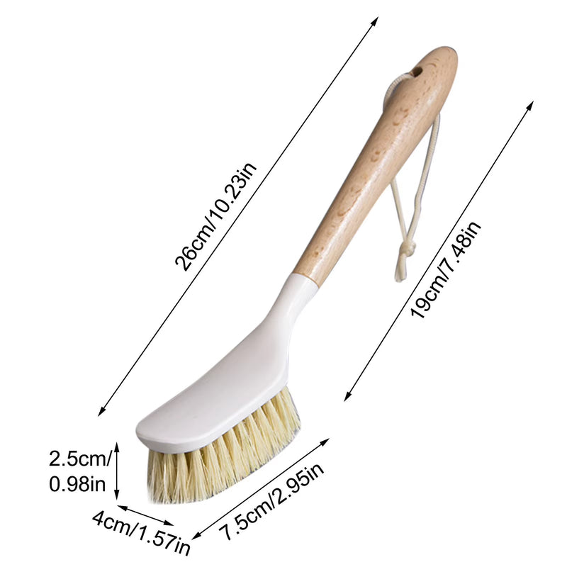 Bamboo Dish Scrub Brushes Kitchen Wooden Cleaning Scrubbers for Washing Cast Iron Pan/Pot Natural Sisal Bristles