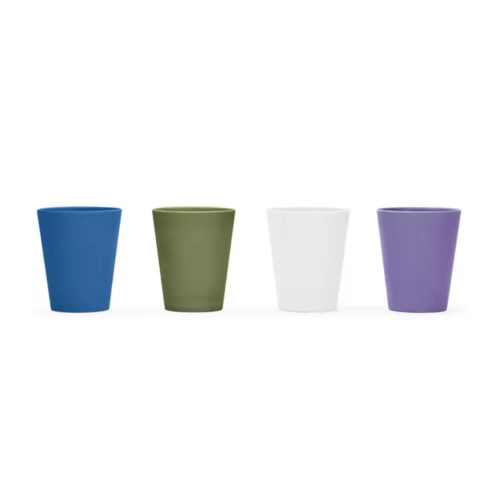 Bamboo Cups Assorted Colors, Blue, Green, Purple, White (Set of 4)