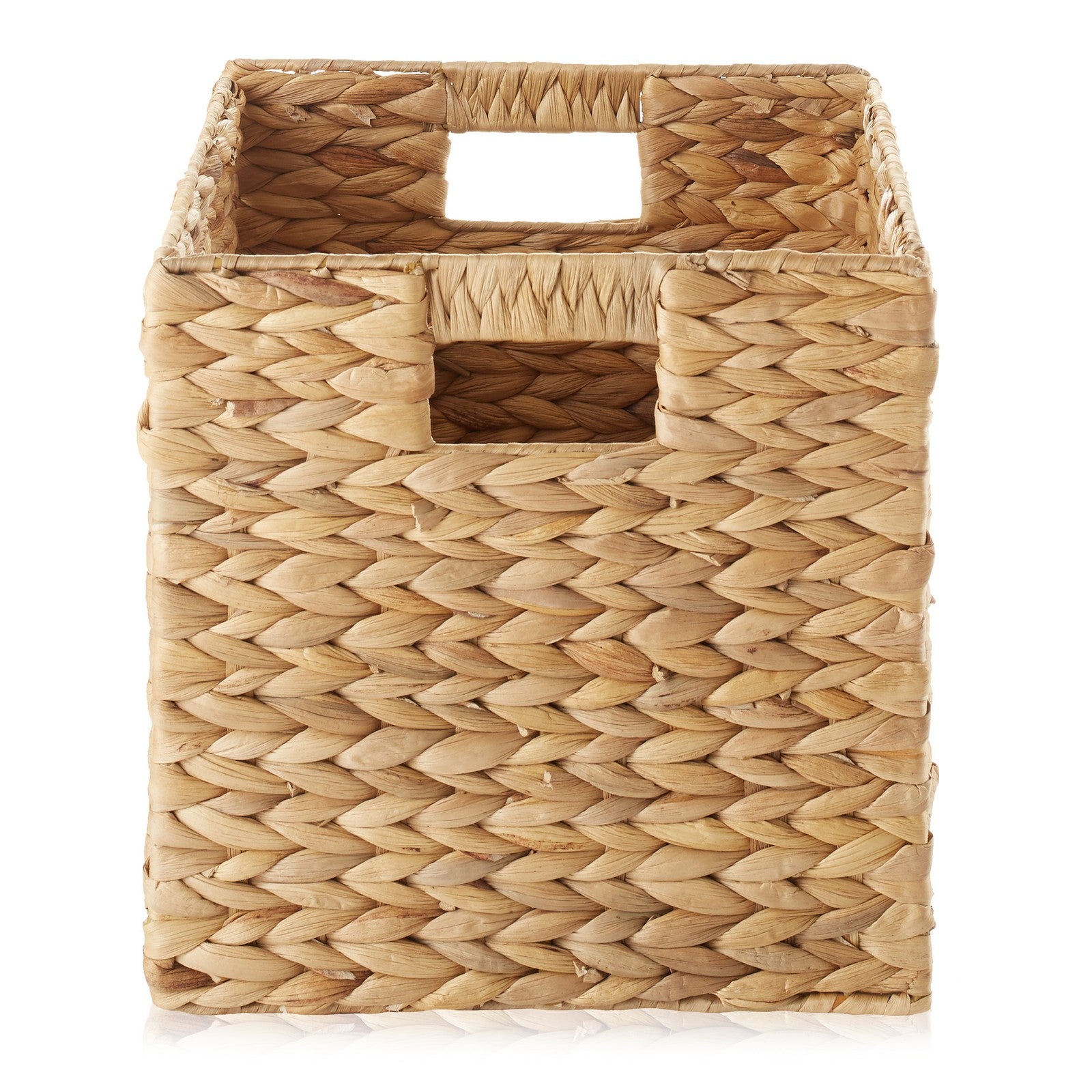 Set of 4 Hyacinth Storage Cubes, 10.5" Wicker Basket Bins for Shelves, Natural