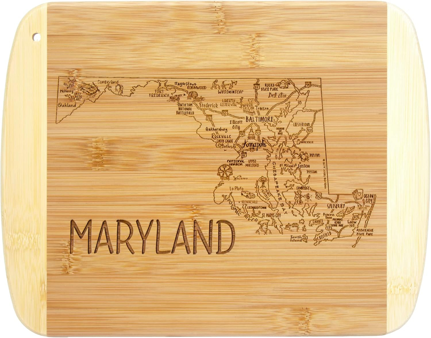 a Slice of Life Maryland State Serving and Cutting Board, 11" X 8.75"