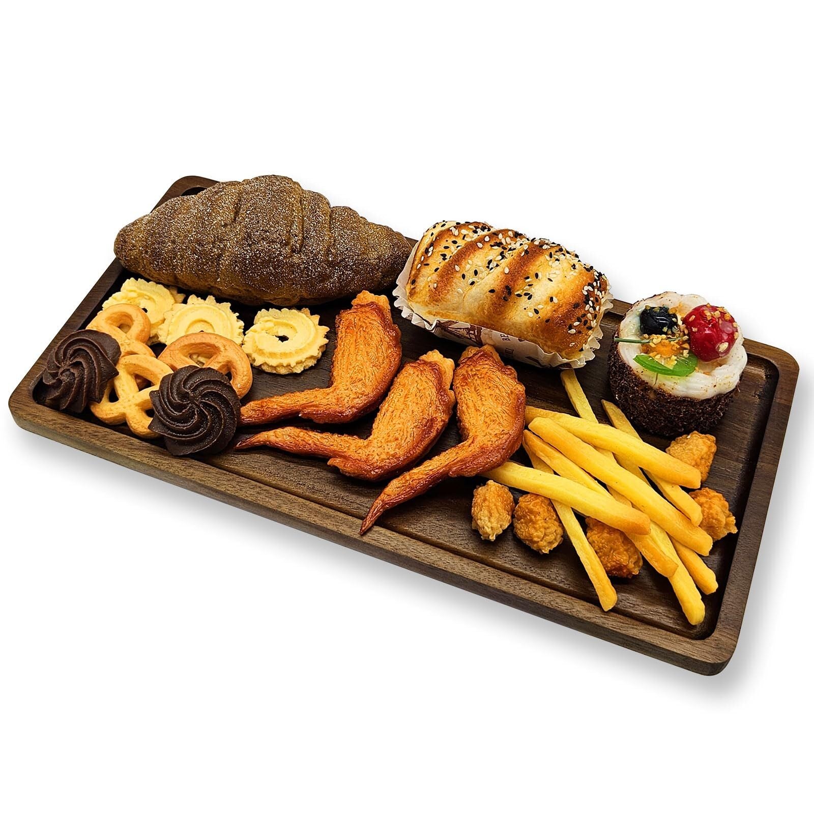 Solid Acacia Wood Serving Trays (14X7 Inches) Rectangular Wooden Platters