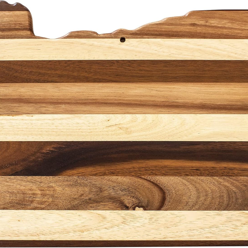 Rock & Branch Shiplap Series Oregon State Shaped Wood Cutting Board and Charcuterie Serving Platter, Includes Hang Tie for Wall Display
