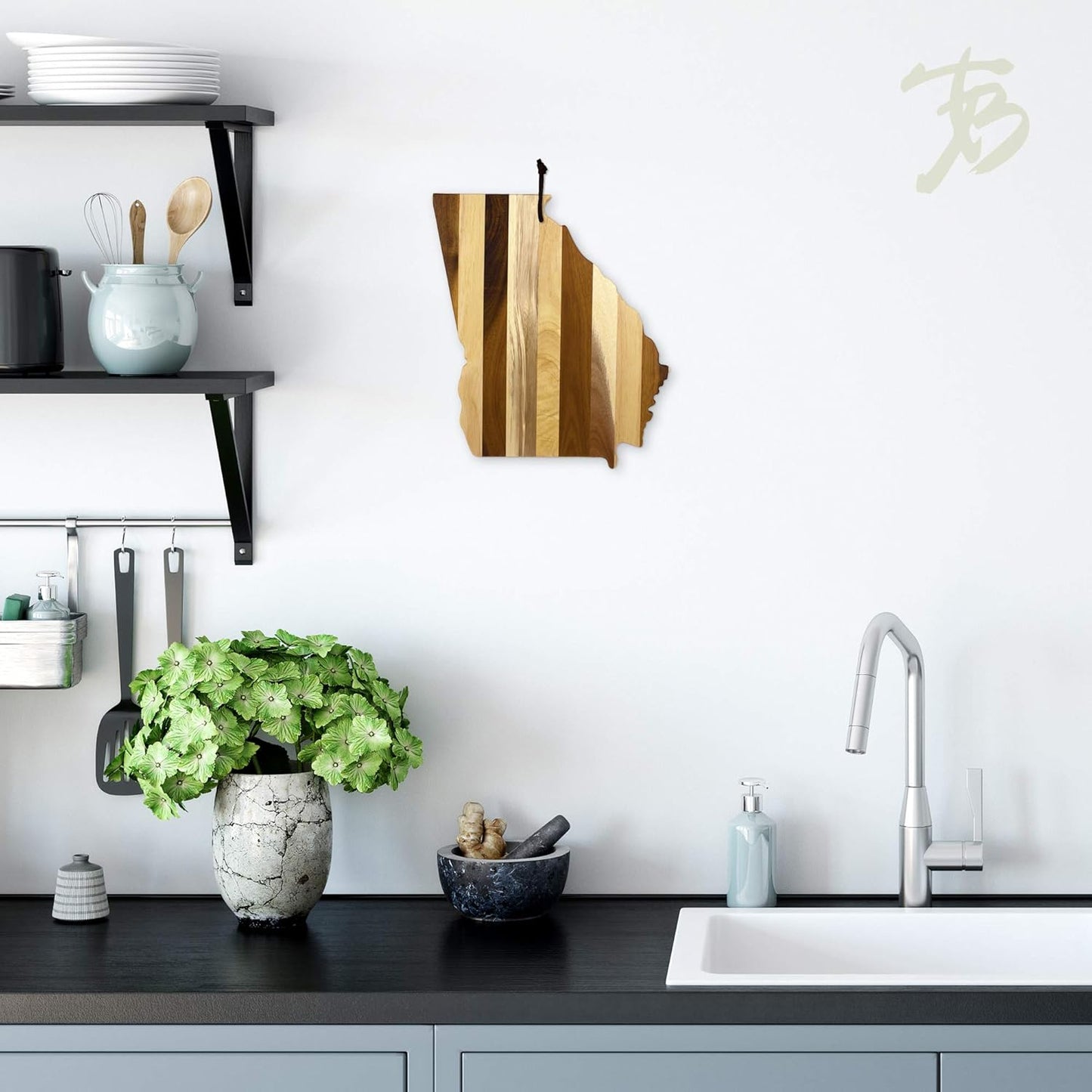 Rock & Branch Series Shiplap Georgia State Shaped Wood Serving and Cutting Board | Great for Wall Art