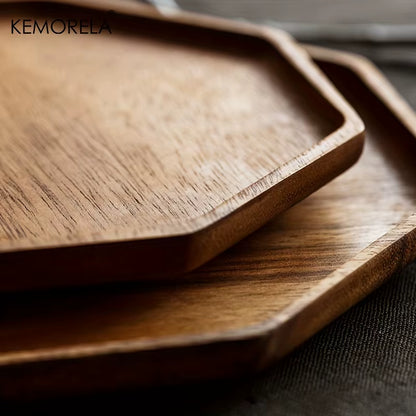 1PCS Solid Wooden Octagon Square Serving Desserts Trays Suitable for Placing Fruits Bread Restaurant Serving Accessorie
