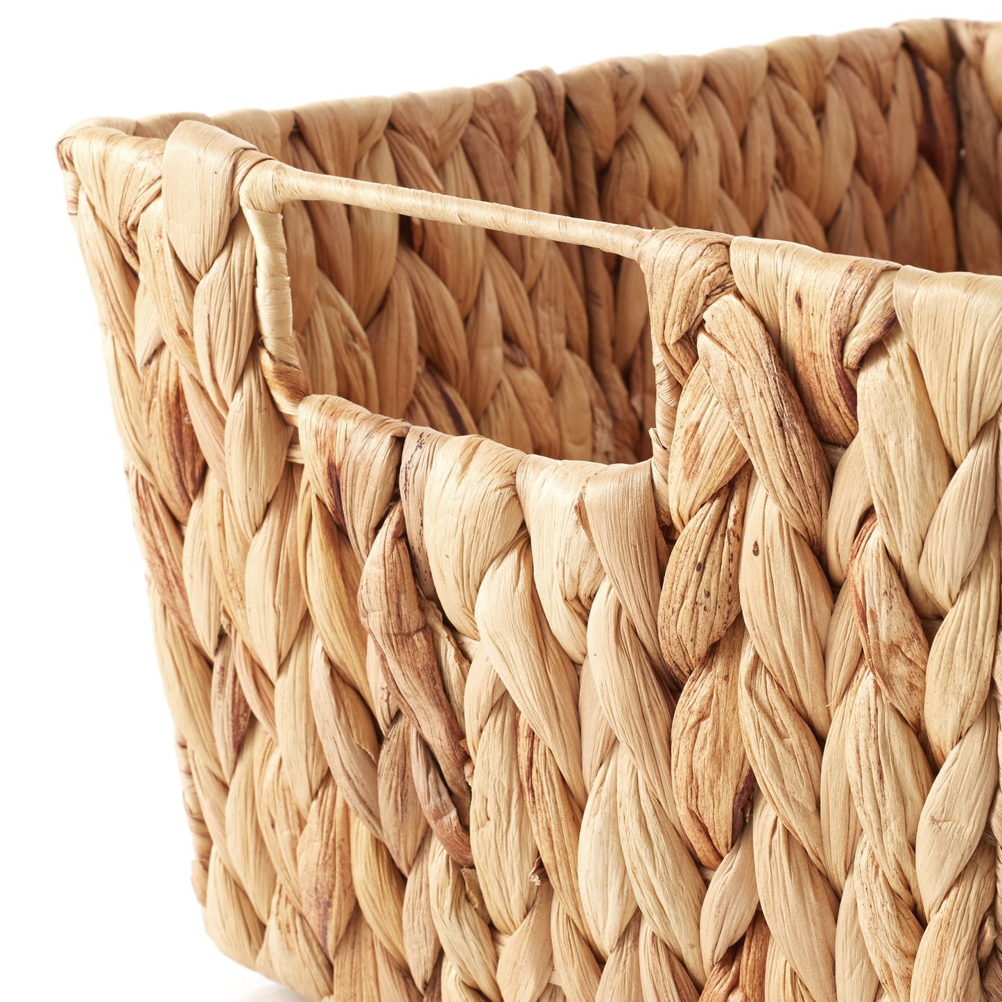 Set of 4 Storage Baskets with Handles, Wicker Seagrass Hyacinth Bins for Shelves