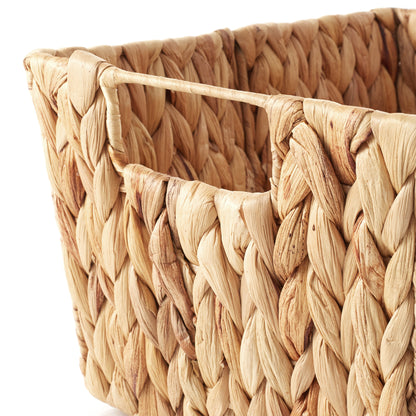 Set of 4 Storage Baskets with Handles, Wicker Seagrass Hyacinth Bins for Shelves