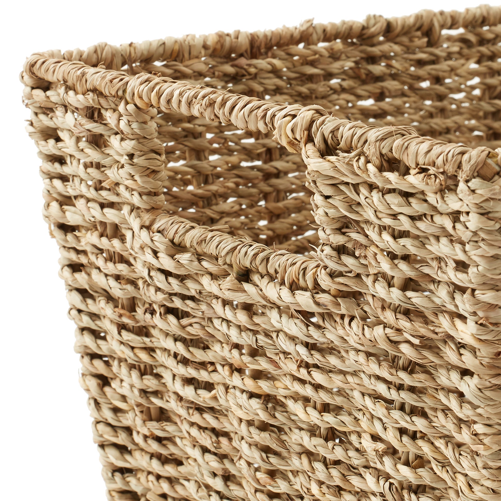 Set of 4 Storage Baskets with Handles, Wicker Seagrass Hyacinth Bins for Shelves