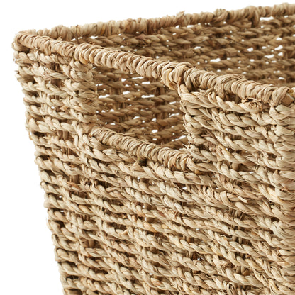 Set of 4 Storage Baskets with Handles, Wicker Seagrass Hyacinth Bins for Shelves