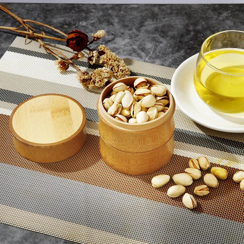 Natural Bamboo Food Storage Box Tea Nut Spice Storage Box Tea Canister Eco-Friendly Organizer Jar Kitchen Containers