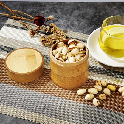 Natural Bamboo Food Storage Box Tea Nut Spice Storage Box Tea Canister Eco-Friendly Organizer Jar Kitchen Containers
