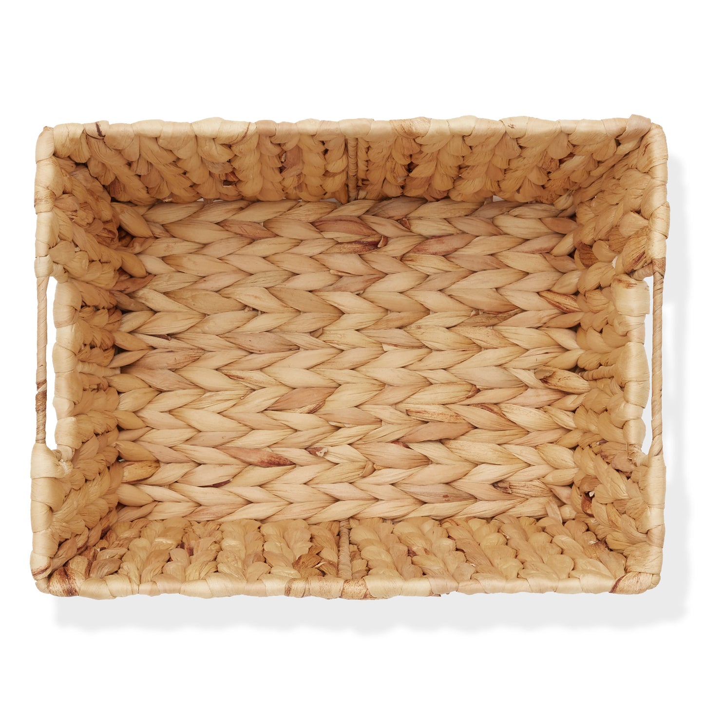 Set of 4 Storage Baskets with Handles, Wicker Seagrass Hyacinth Bins for Shelves