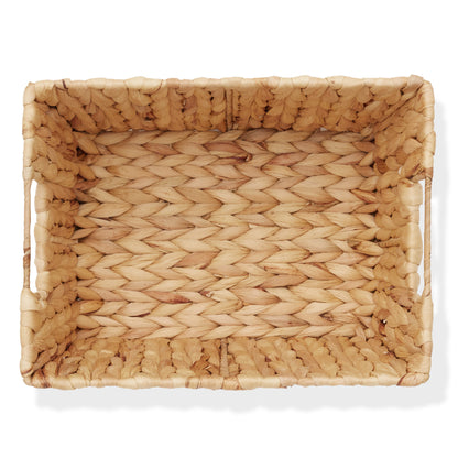 Set of 4 Storage Baskets with Handles, Wicker Seagrass Hyacinth Bins for Shelves