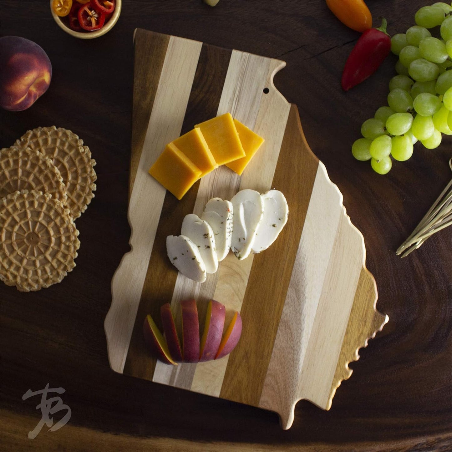 Rock & Branch Series Shiplap Georgia State Shaped Wood Serving and Cutting Board | Great for Wall Art