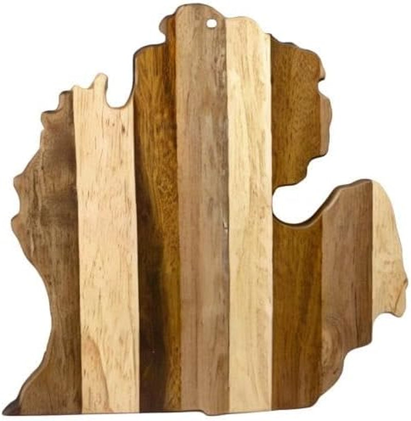 Rock & Branch Series Shiplap Michigan State Shaped Wood Serving and Cutting Board | Great for Wall Art