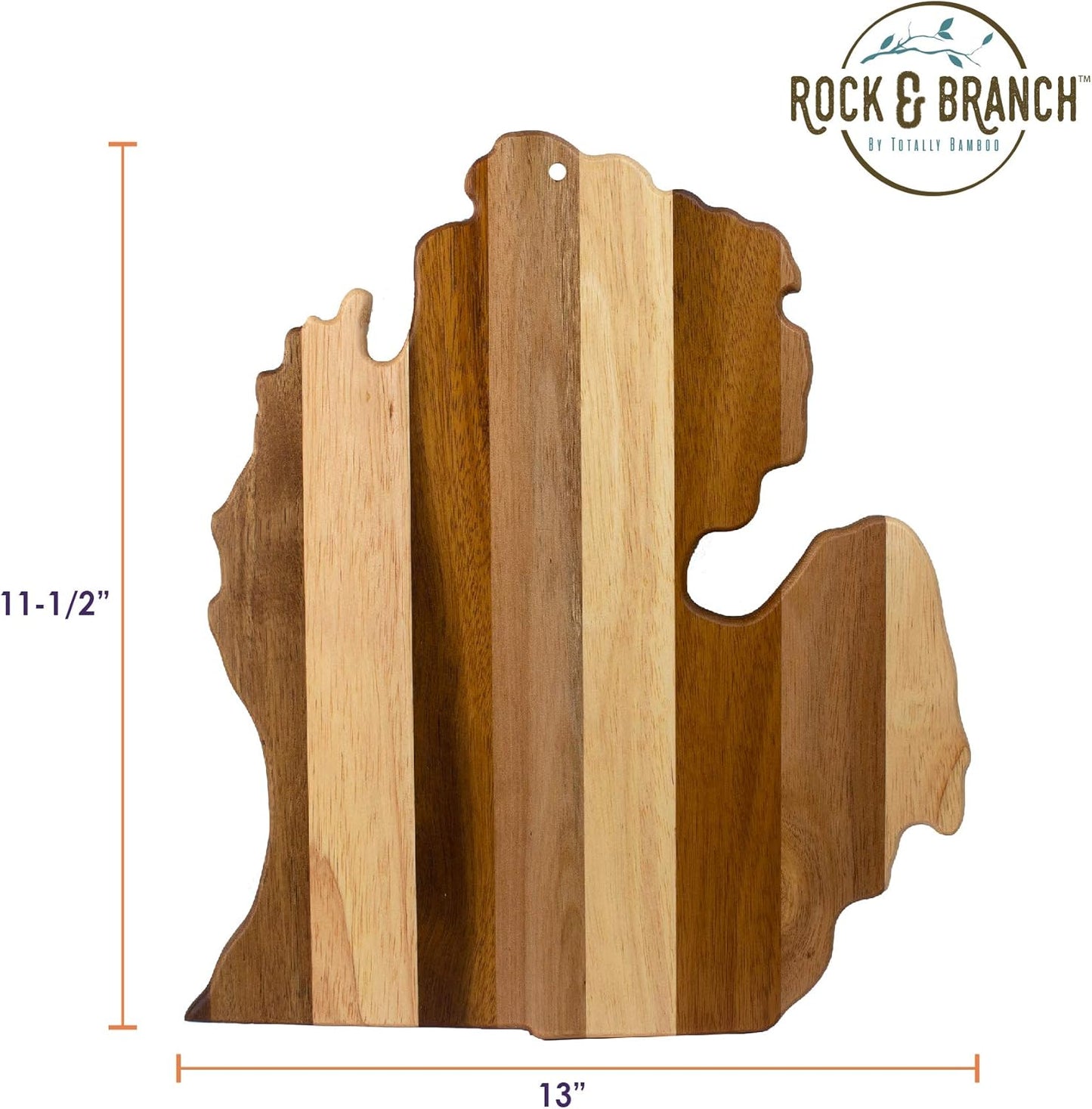 Rock & Branch Series Shiplap Michigan State Shaped Wood Serving and Cutting Board | Great for Wall Art
