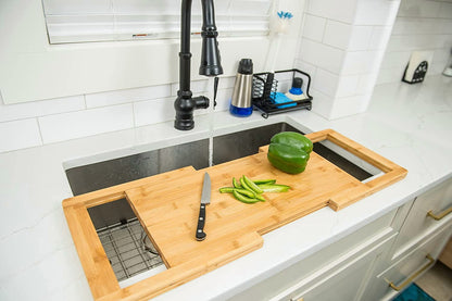 Bamboo Over-The-Sink Expandable Cutting Board, 34" X 11 1/2"