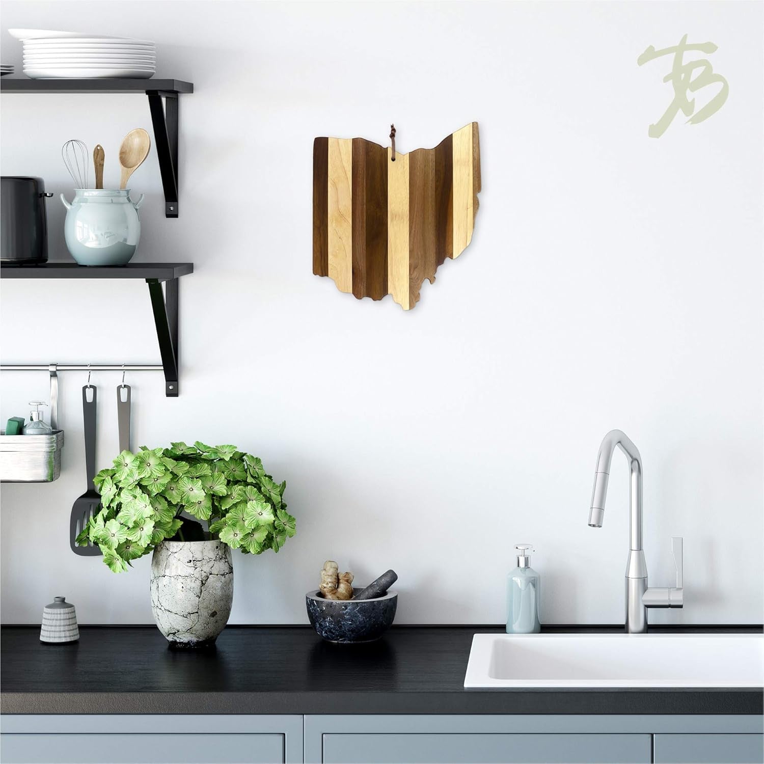 Rock & Branch Series Shiplap Ohio State Shaped Wood Serving and Cutting Board | Great for Wall Art 13" X 11-1/2" X 5/8"