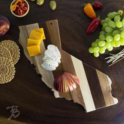 Rock & Branch Series Shiplap California State Shaped Wood Serving and Cutting Board | Great for Wall Art | 14.25" X 11"
