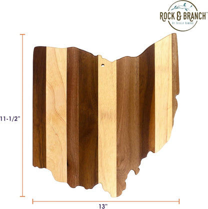 Rock & Branch Series Shiplap Ohio State Shaped Wood Serving and Cutting Board | Great for Wall Art 13" X 11-1/2" X 5/8"