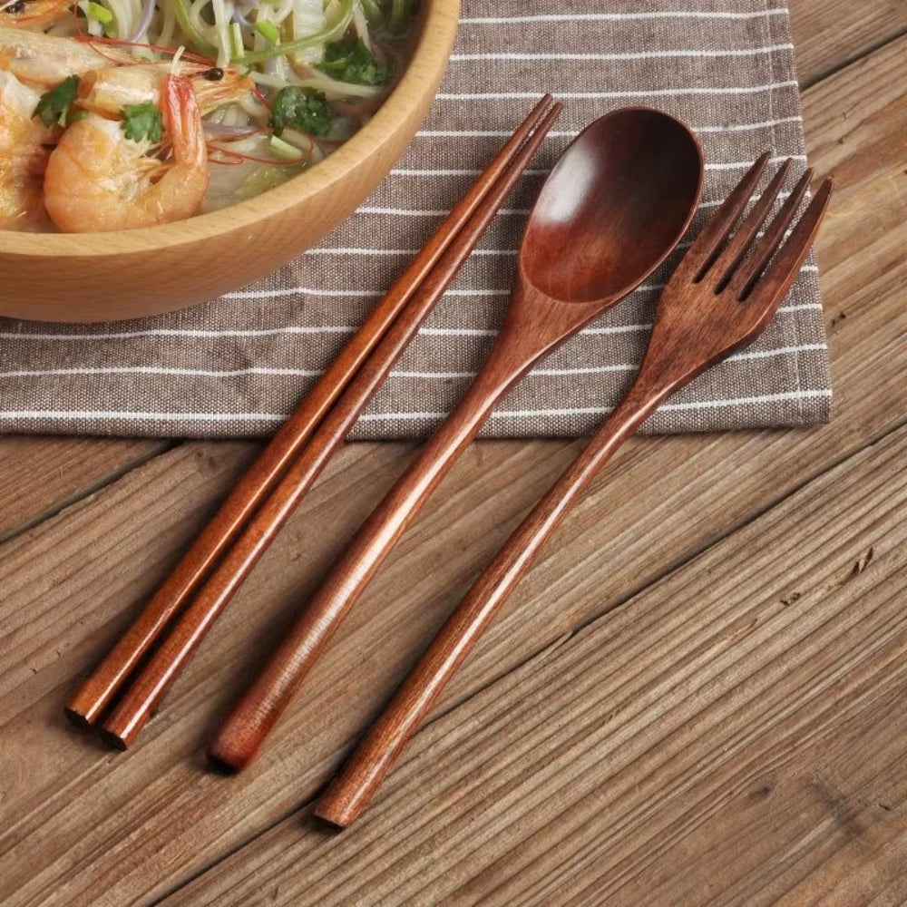 Spoon Fork Chopsticks Portable Cutlery Wooden Cutlery Set Travel Eco-Friendly Cutlery Set Gifts Utensils for Kitchen Sets Dining