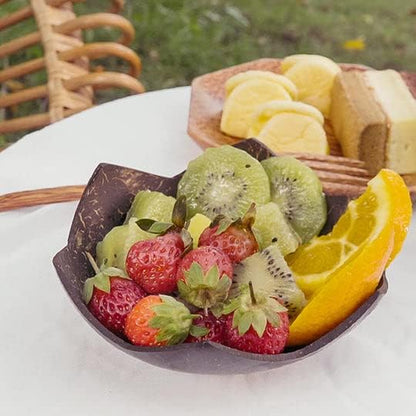 Set of 2 Jumbo Star Coconut Bowls, 2 Wooden Spoons & 2 Reusable Bamboo Straws - 100% Natural, Hand Carved by Artisans, Eco-Friendly & Sustainable - Smoothie/Acai/Salad Bowls