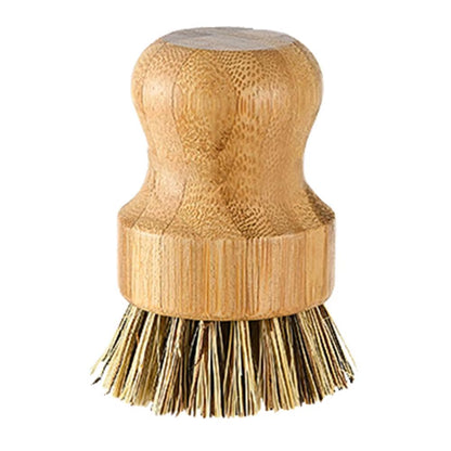 Bamboo Dish Scrub Brushes Kitchen Wooden Cleaning Scrubbers for Washing Cast Iron Pan/Pot Natural Sisal Bristles
