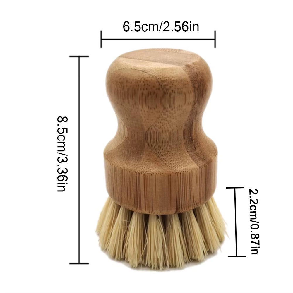 Bamboo Dish Scrub Brushes Kitchen Wooden Cleaning Scrubbers for Washing Cast Iron Pan/Pot Natural Sisal Bristles