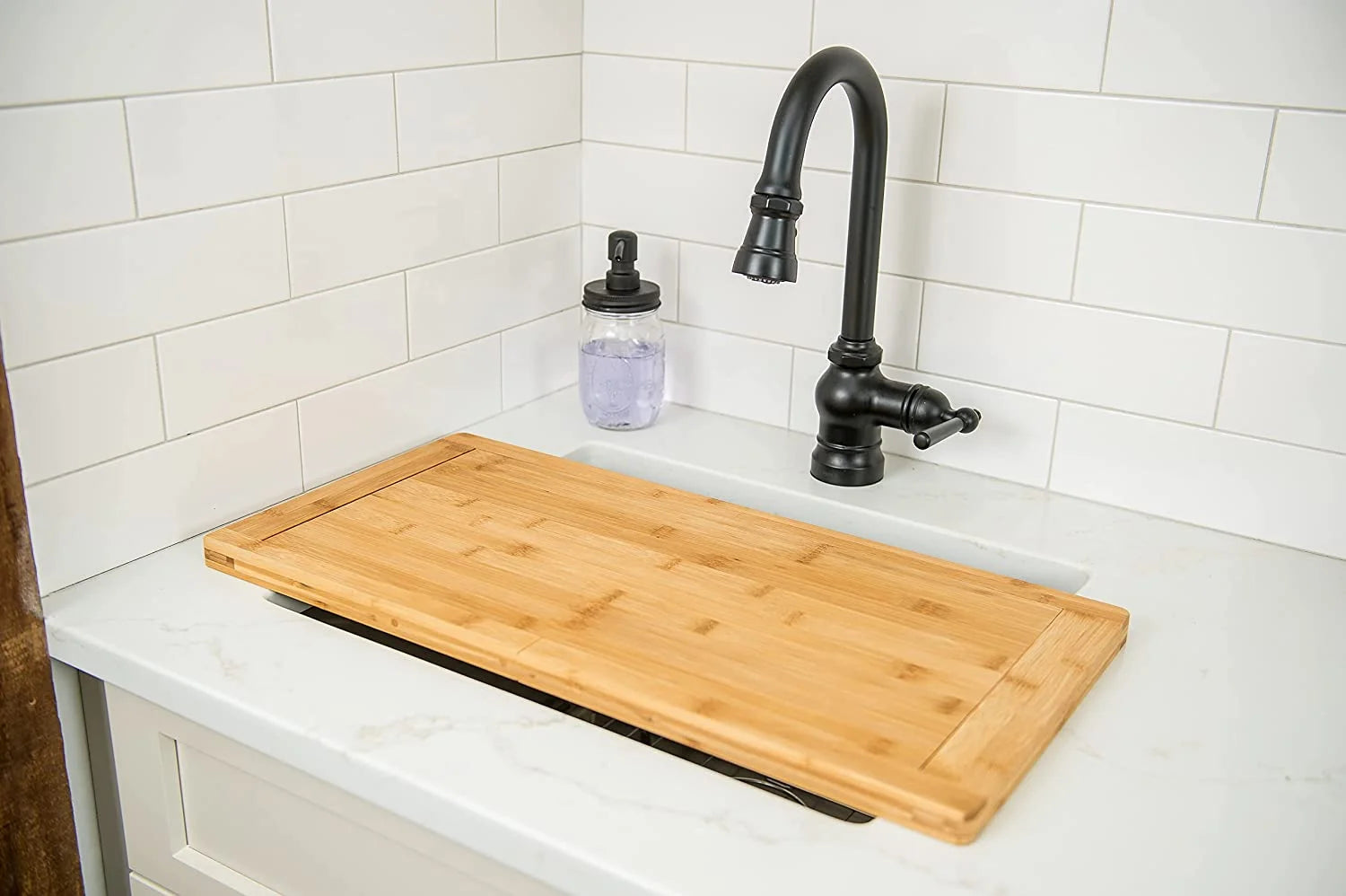Bamboo Over-The-Sink Expandable Cutting Board, 34" X 11 1/2"