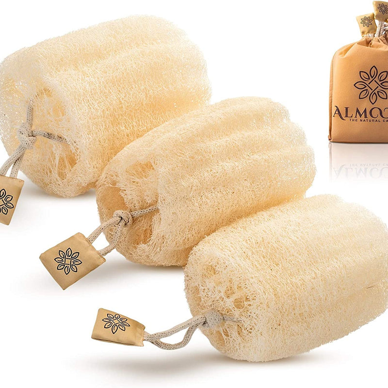 Egyptian Loofah Exfoliating Body Scrubber, Natural Real Egyptian Shower Loofah Sponge Body Scrubber for Women and Men, for Body and Face That Will Get You Clean - 3 Count (1 Pack)