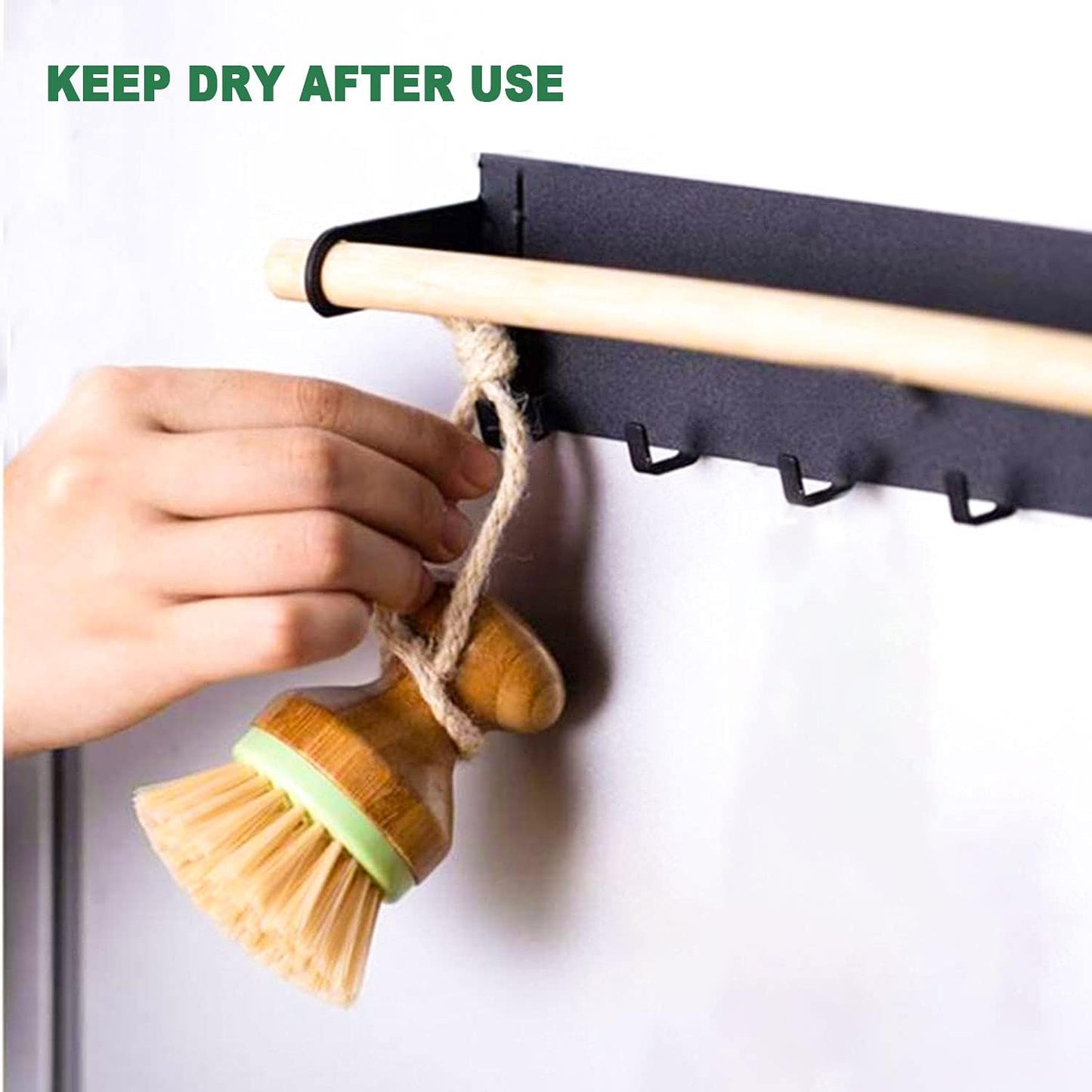 Bamboo Dish Brush, Scrub Brush for Dishes Pots Pans Kitchen Sink Cast Iron Skillet Cleaning, Pack of 2