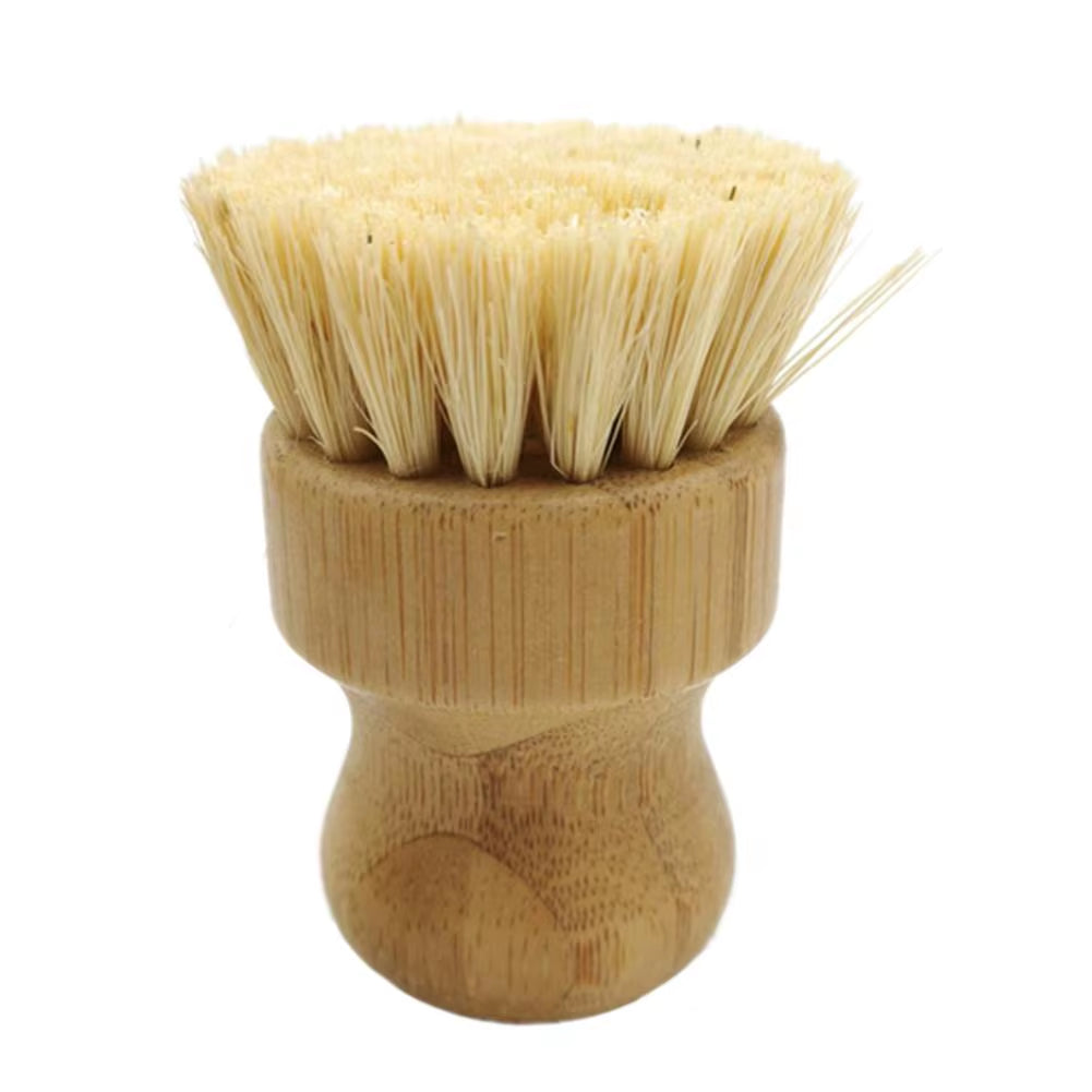 Bamboo Dish Scrub Brushes Kitchen Wooden Cleaning Scrubbers for Washing Cast Iron Pan/Pot Natural Sisal Bristles